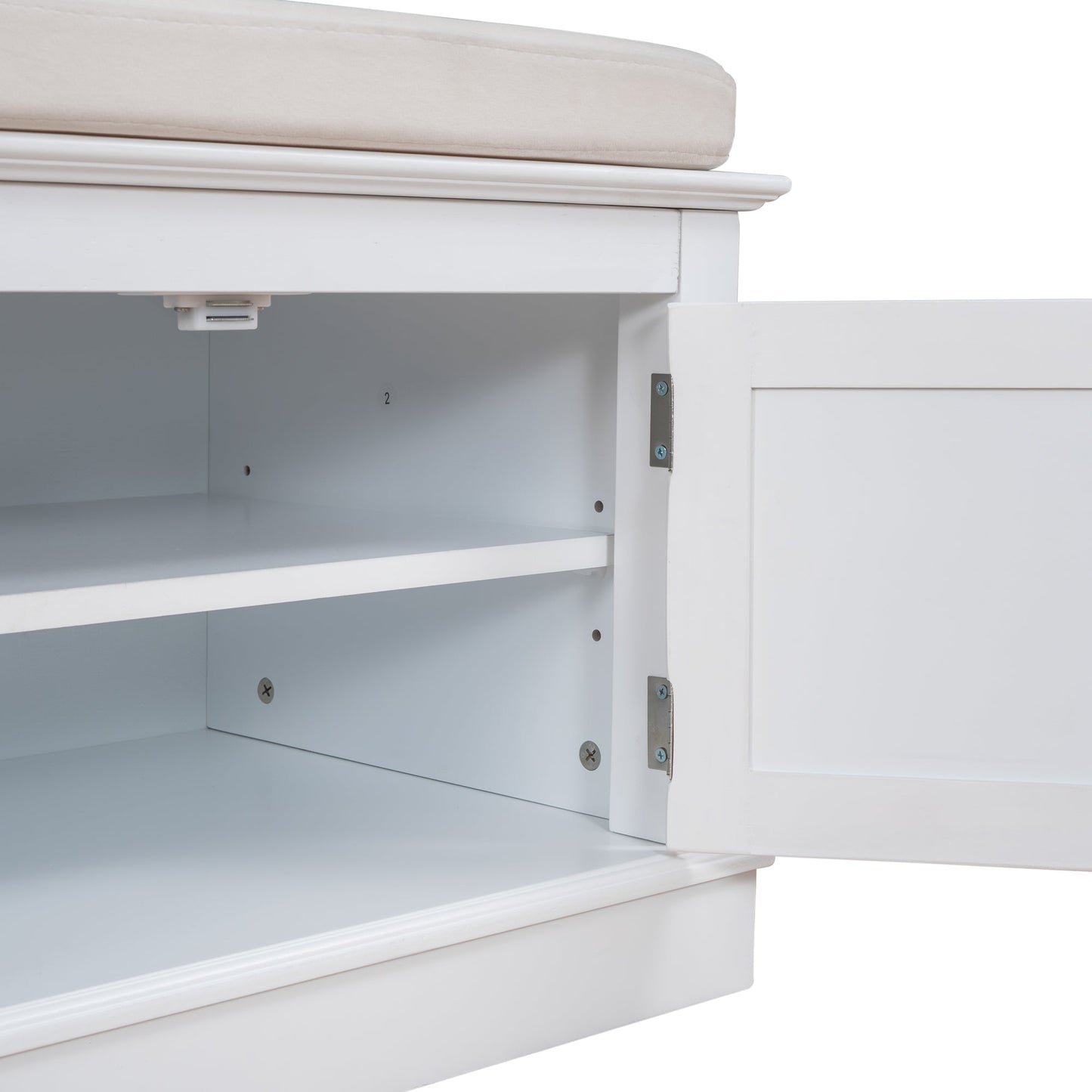 TREXM Storage Bench with Adjustable Doors and Padded Shoe Stand