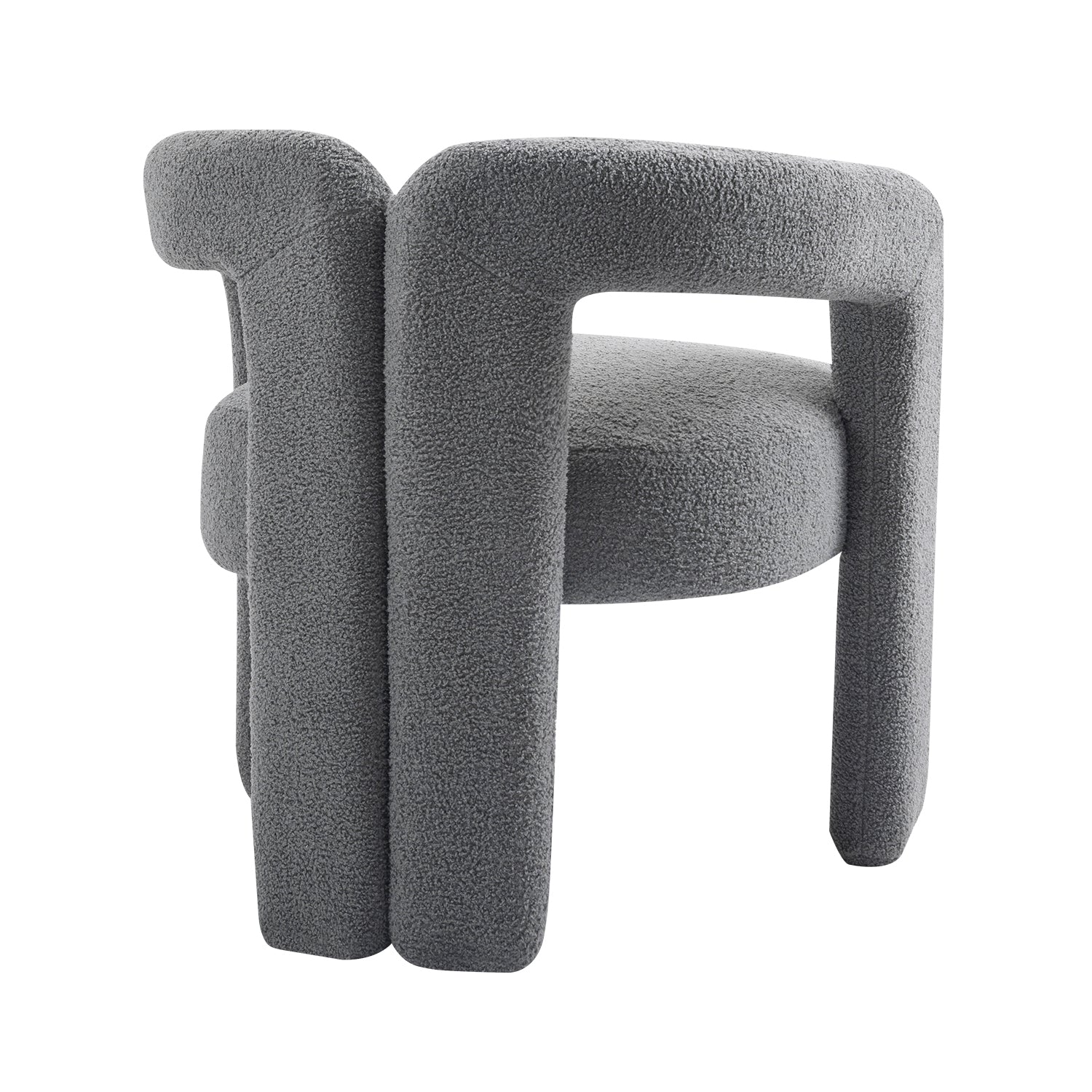 Teddy fabric modern design dining chair,open-Back ,modren kitchen armchair for Dinging Room(GREY) - Korvel