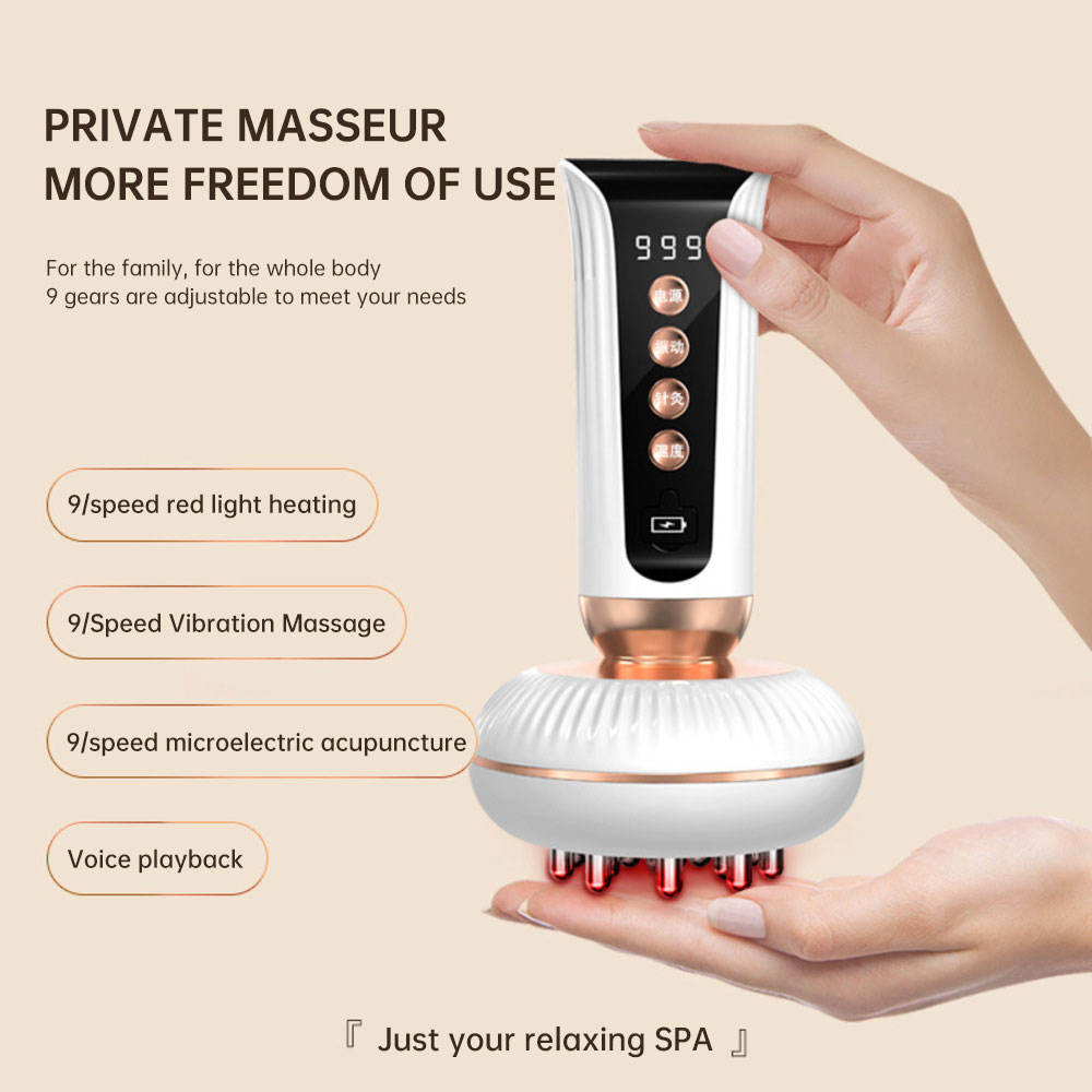 Multifunctional Electric Meridian Massage Brush EMS Heat Therapy Body Head Massager Slimming Electric Meridian Brush - Korvel