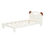 Twin Size Platform Bed with Bear Ears Shaped Headboard and LED Cream White - Korvel
