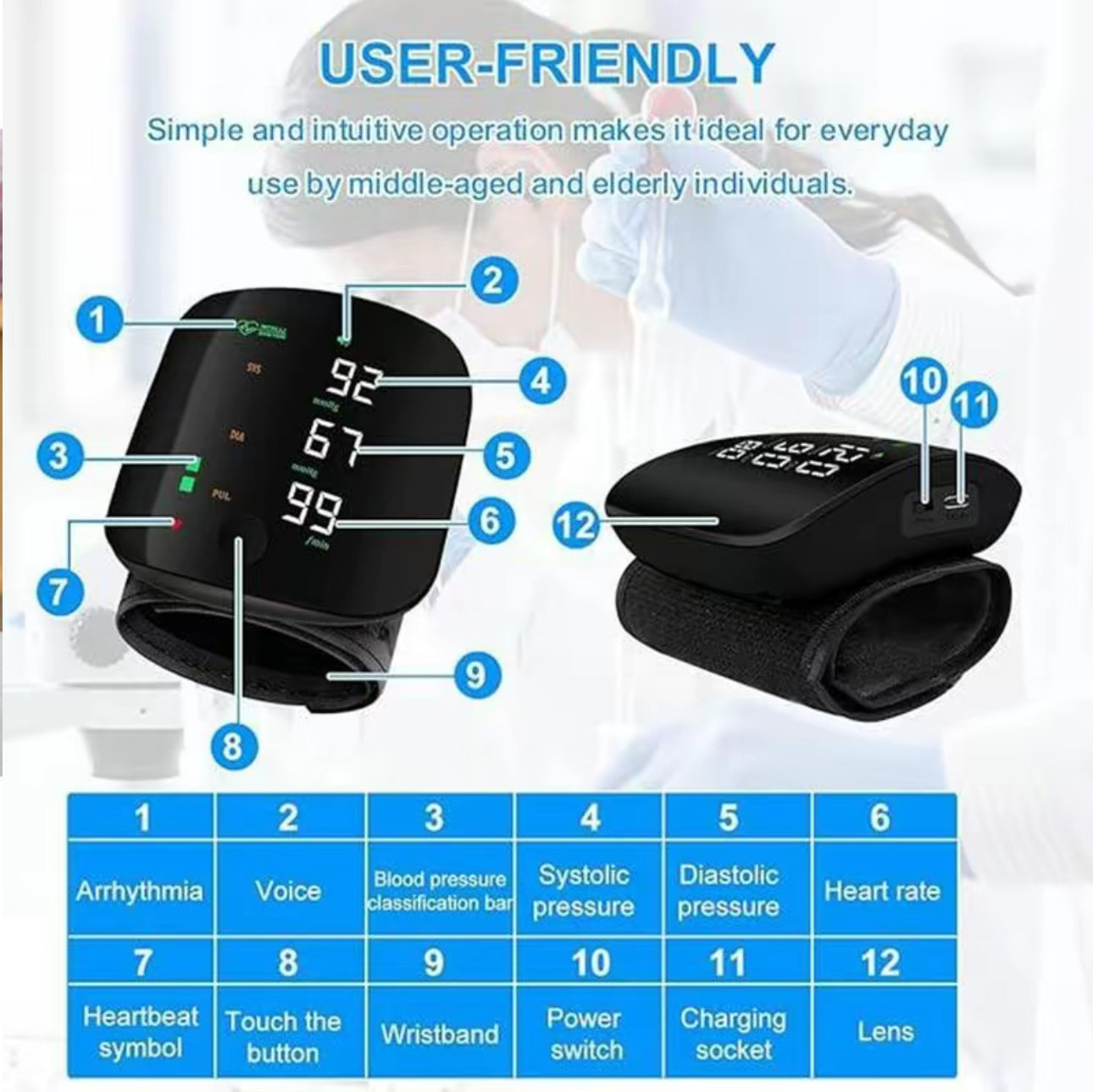 Moniteur de Poignet PulseTrack - Surveillance de la Pression Artérielle Premium