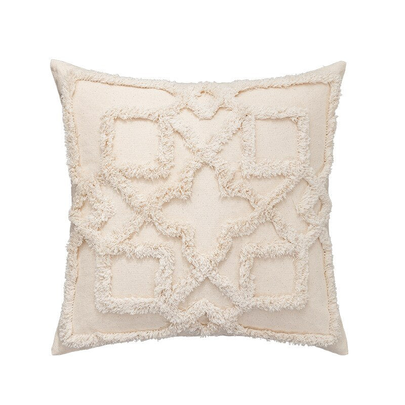 Tassels Cushion Cover 45x45cm Beige White Pillow Covers Decorative Pillow Case Square Home Boho Decor Macrame Pillowcase - Korvel