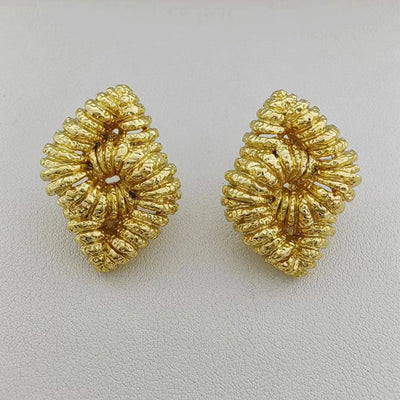 Brass Texture Knot Braided Chunky Earrings for Women