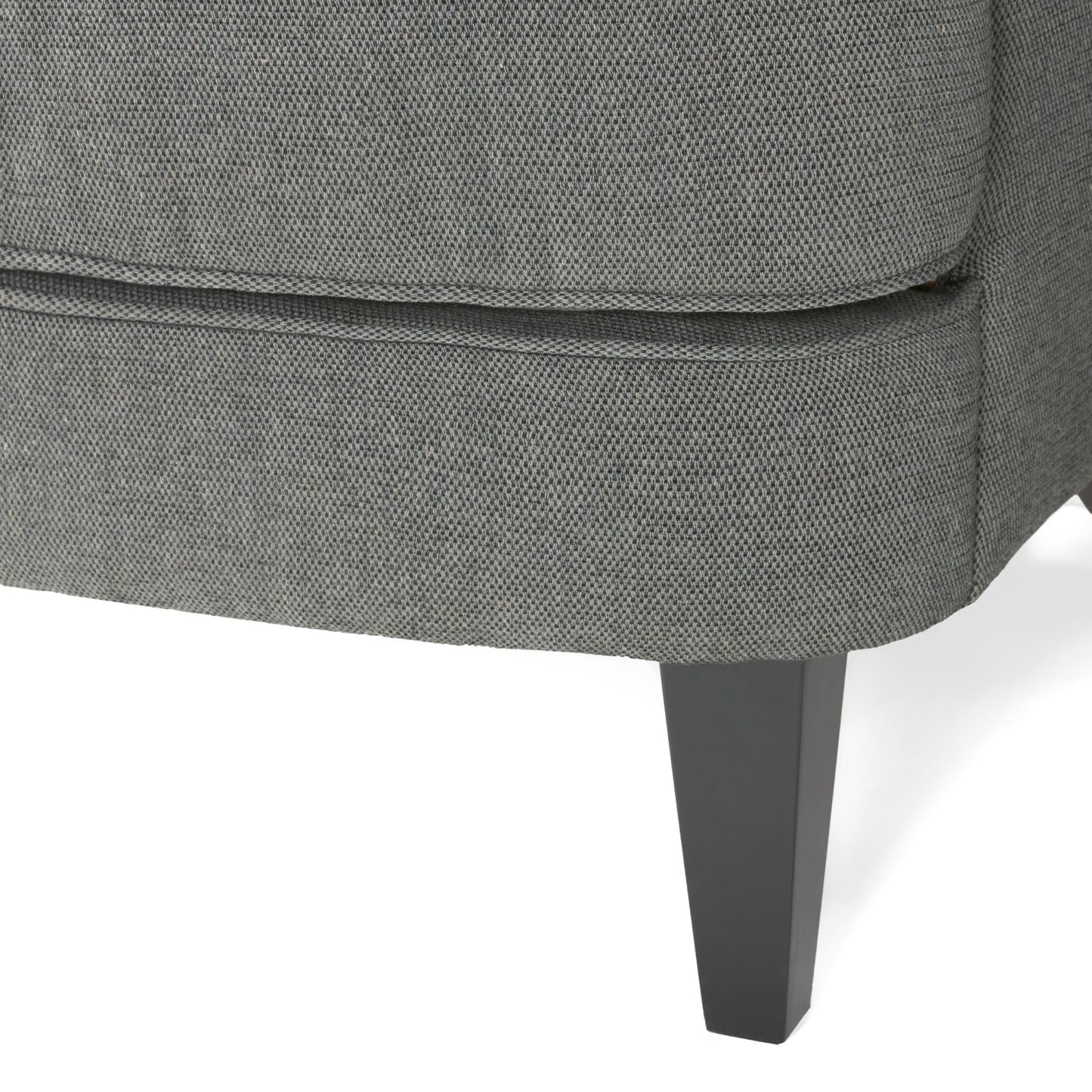 Modern grey fabric club chair and Ottoman set, stylish cushioned armchair, paired with Ottoman style - Korvel