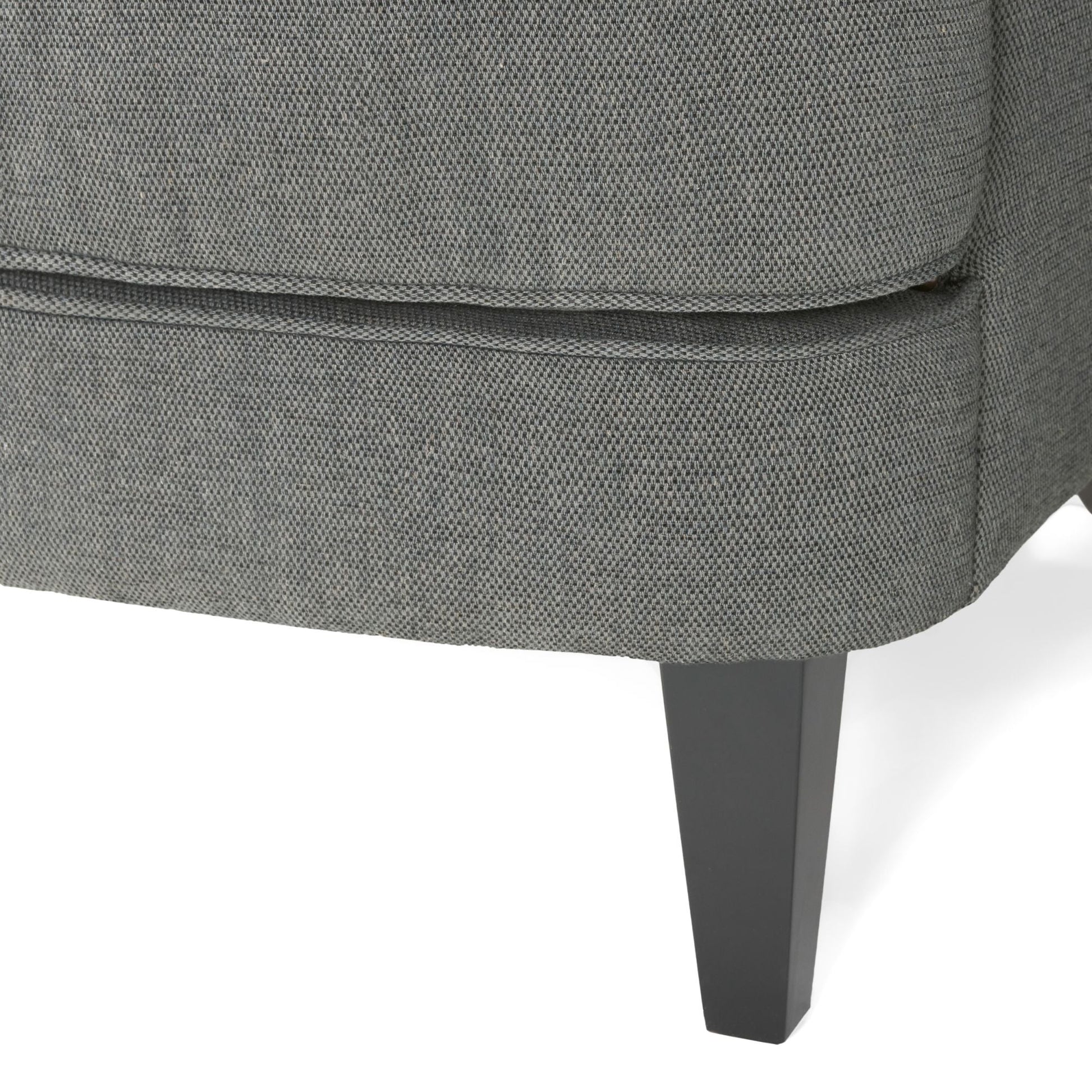 Modern grey fabric club chair and Ottoman set, stylish cushioned armchair, paired with Ottoman style - Korvel