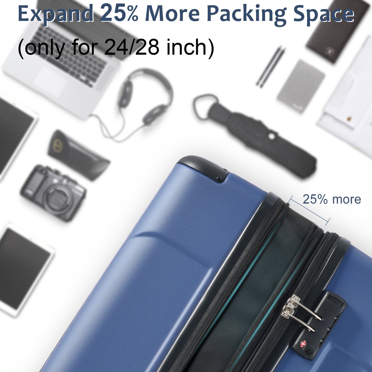 Valise à coque rigide légère premium de 20'' avec verrou TSA - Bleu