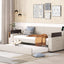 Twin Size Upholstery Daybed with Storage Arms and USB - Beige