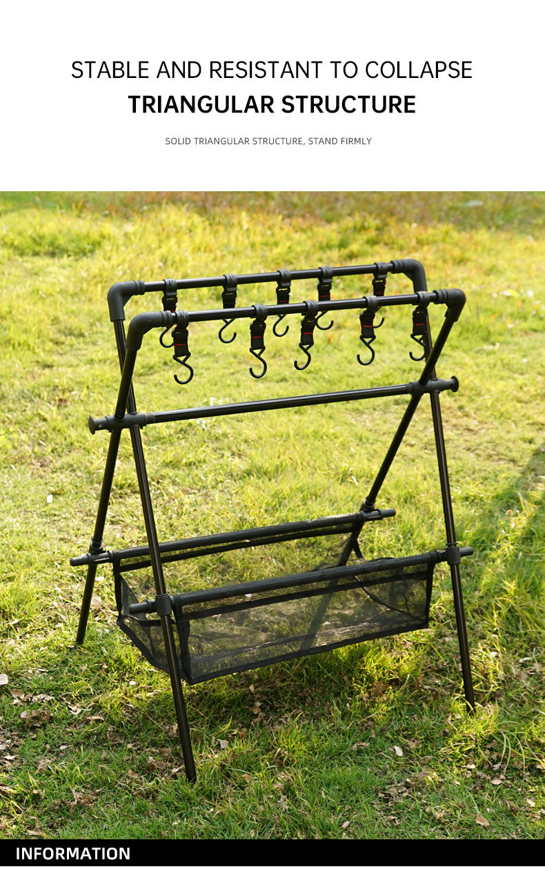 Outdoor camping folding shelf camping car drying rack drying net drying rack storage rack - Korvel