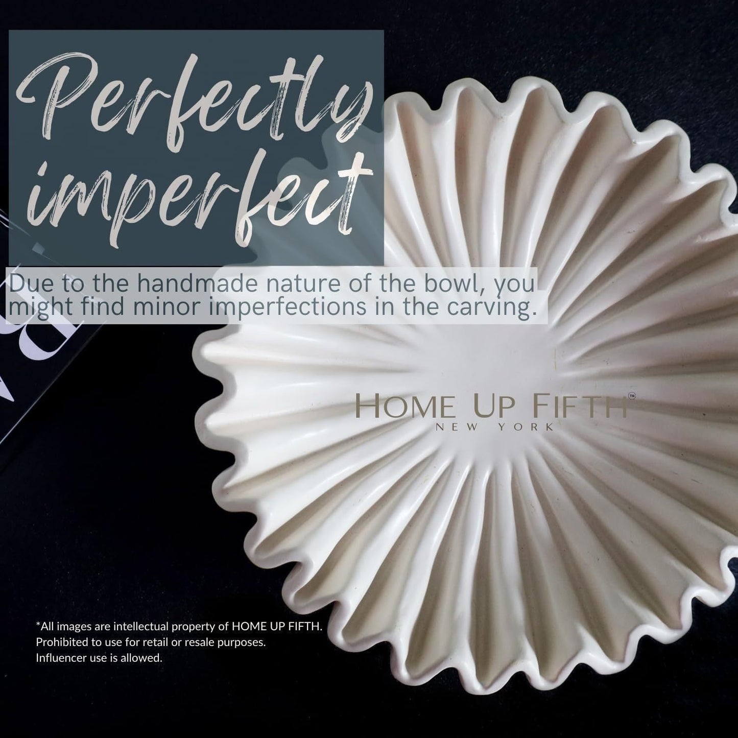 Groove lotus leaf edge decorative bowl - living room style coffee table bookshelf desktop style home retro decoration - Korvel