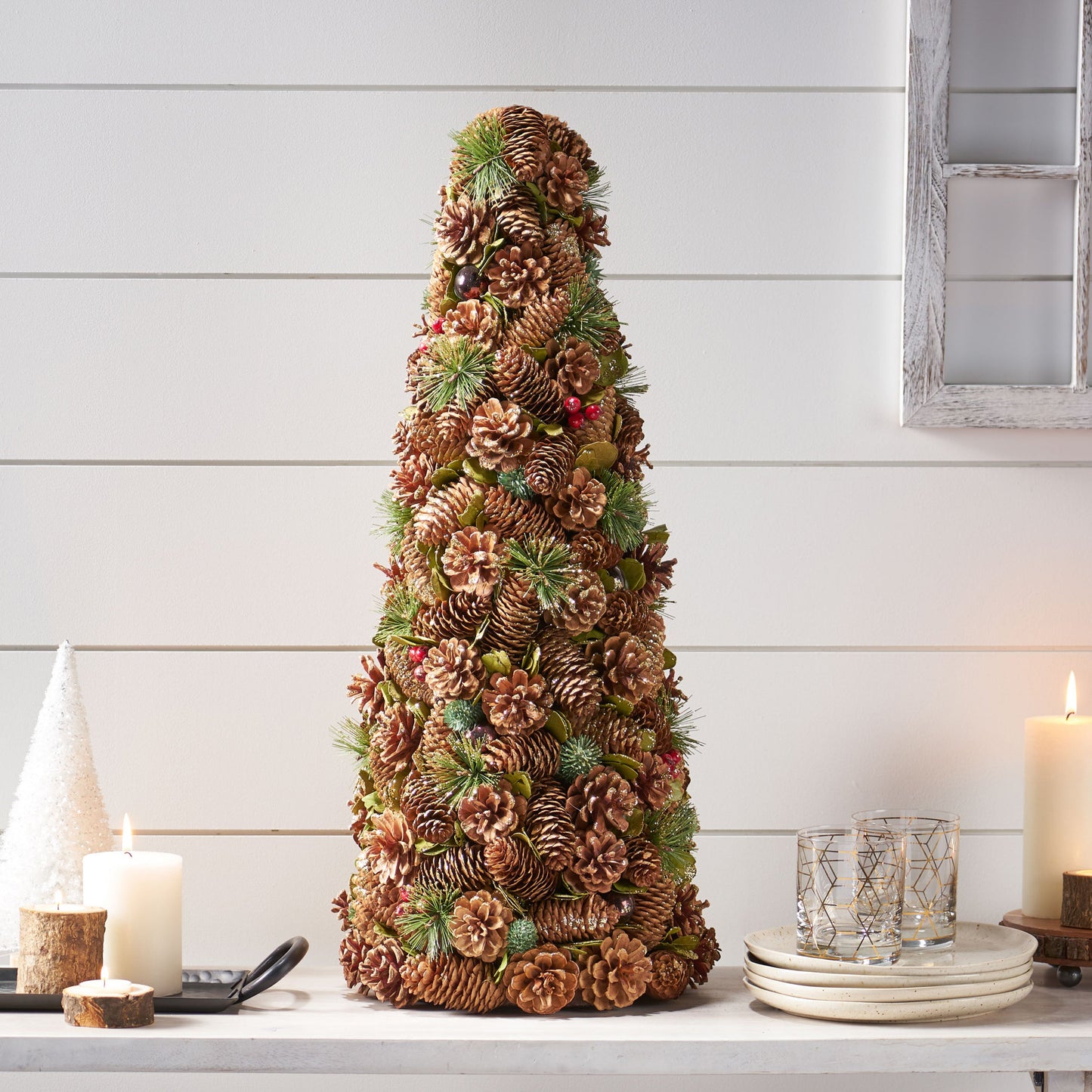 Natural Pine Cone Table Top Tree