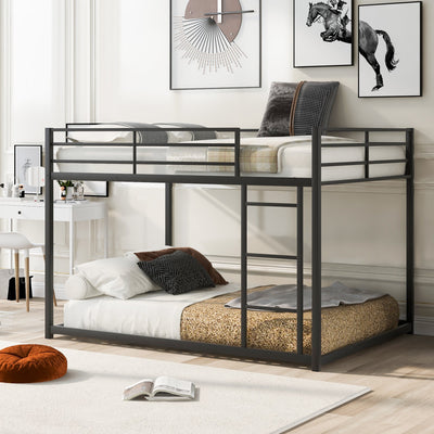 Full Over Full Metal Bunk Bed with Ladder - Black