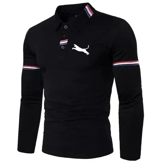 Camisa Polo de Manga Larga Casual para Hombre