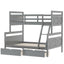 Twin over Full Bunk Bed with Ladder Two Storage Drawers  Safety Guardrail  Gray - Korvel