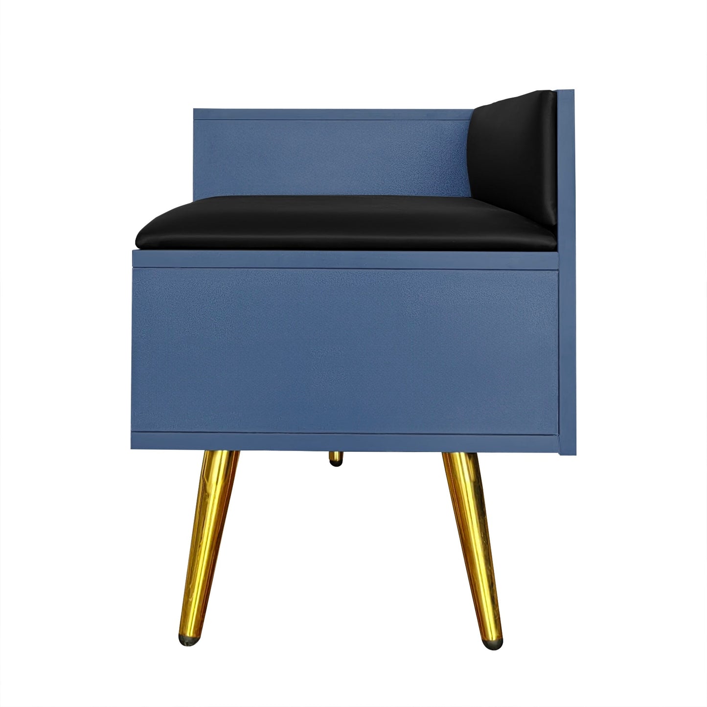 Modern Navy Shoe Storage Bench with Hidden Storage & Cushions