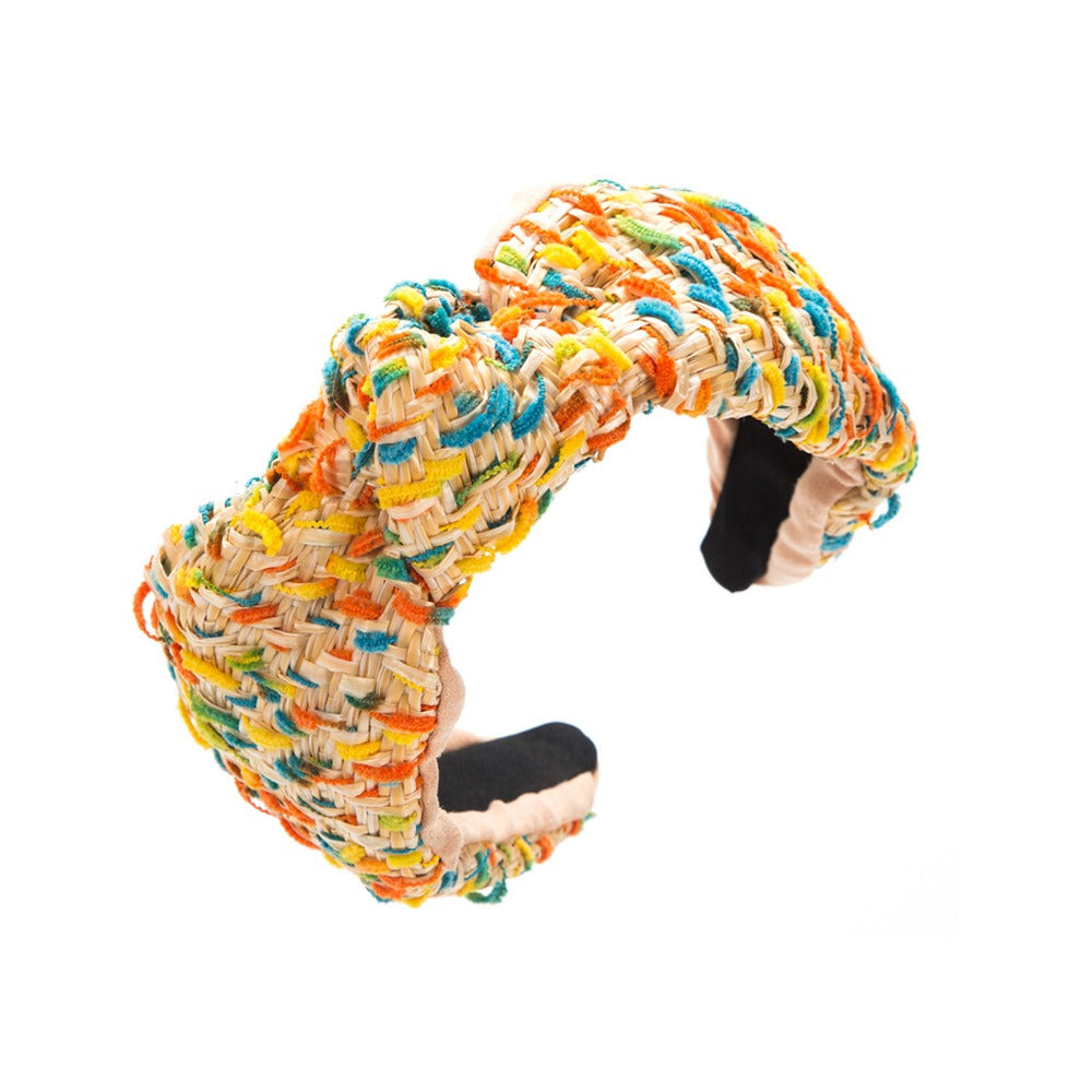 Weaving candy colored flower headband with simple knotting and wide edge headband - Korvel