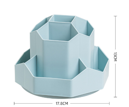 Large capacity rotatable pen holder plastic storage box rotating desktop stationery multifunctional office - Korvel