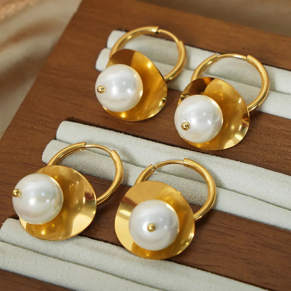 Elegant 18K Gold-Plated Bead Dangle Earrings
