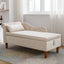 Beige Chaise Lounge Indoor Velvet Lounge Chair for Bedroom with Storage & Pillow Modern Upholstered Rolled Arm Chase Lounge - Korvel