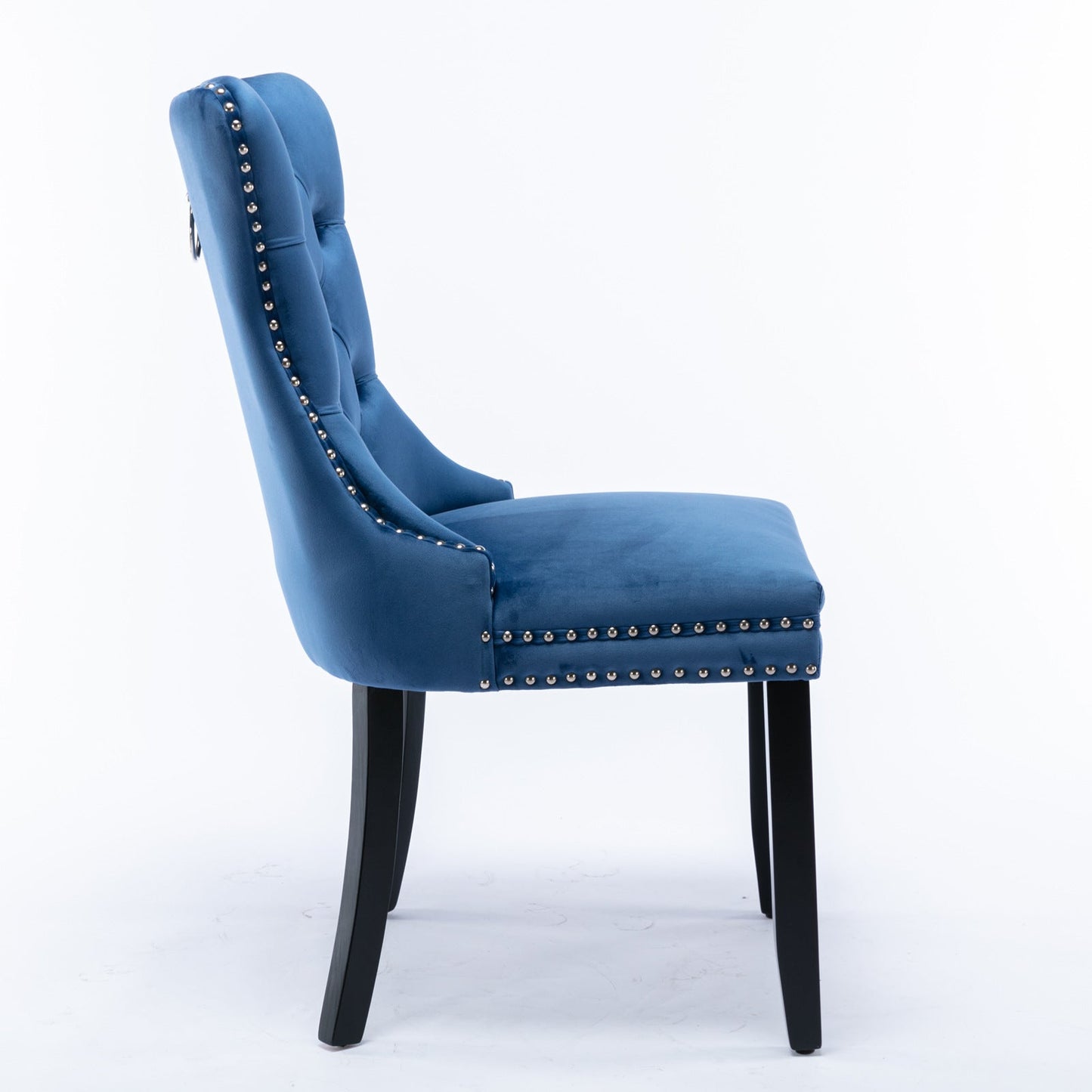 High-end Tufted Solid Wood Contemporary Velvet Upholstered Dining Chair with Wood Legs Nailhead Trim 2-Pcs Set Blue - Korvel