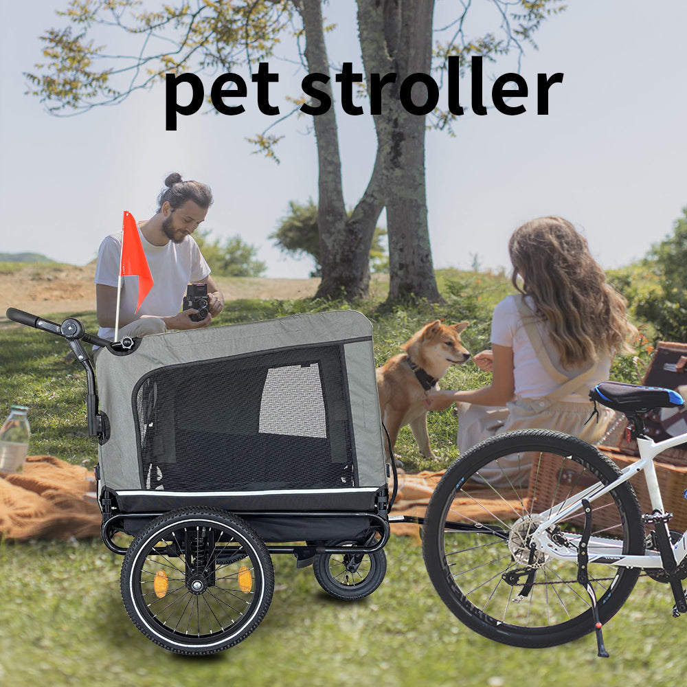 Outdoor Heavy Duty Foldable Utility Pet Stroller Dog Carriers Bicycle Trailer - Korvel