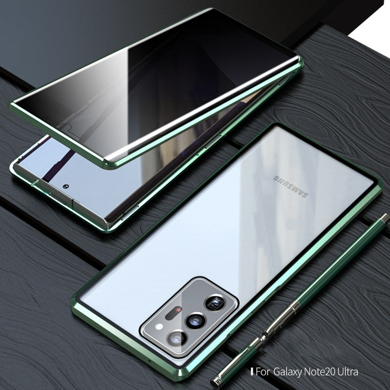 For Samsung Note20U Anti Peeping Privacy Glass Case Protect Phone Case S21Ultra Magnetic S21 Metal Cover - Korvel