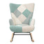 Rocking Chair with ottoman, Mid Century Fabric Rocker Chair with Wood Legs and Patchwork Linen for Livingroom Bedroom - Korvel