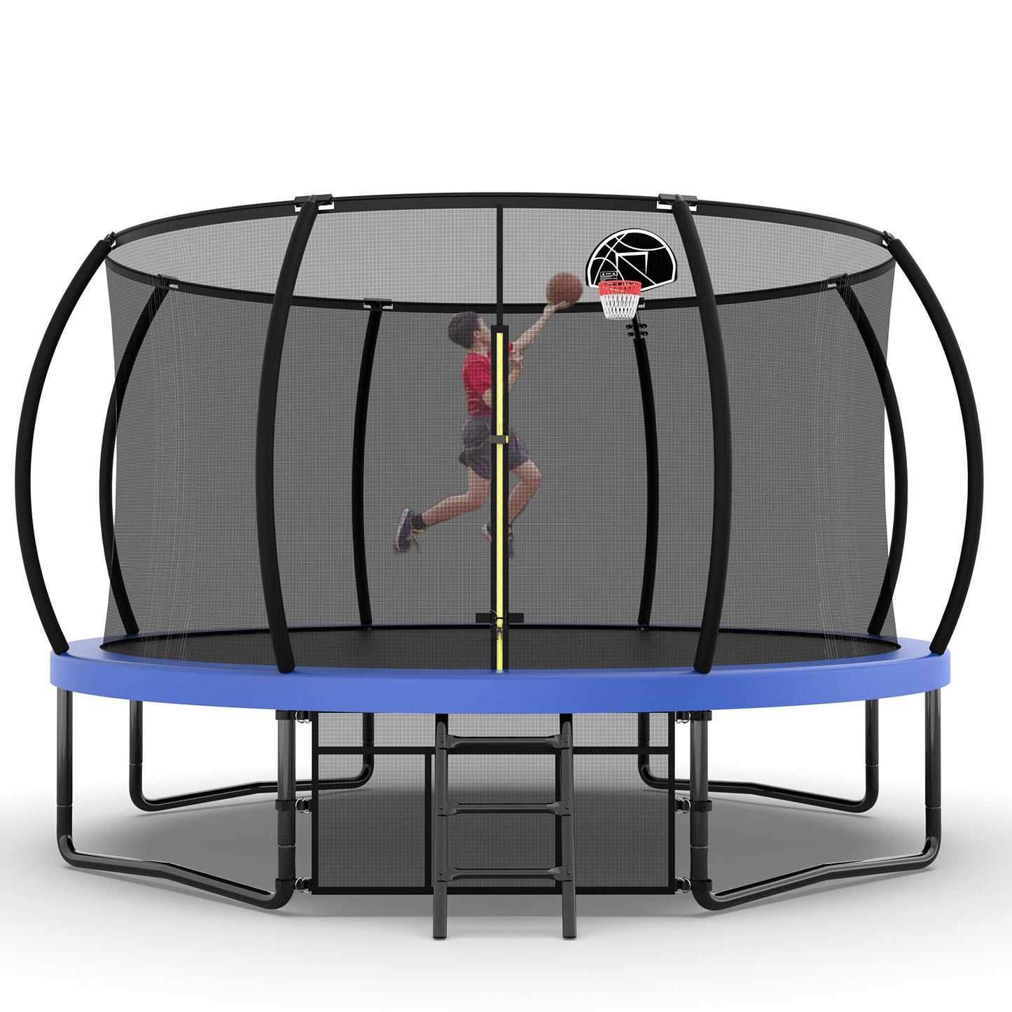 Trampolín para niños de 12 pies con red de seguridad y escalera
