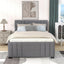 Full Upholstered Platform Bed with Trundle Grey - Korvel