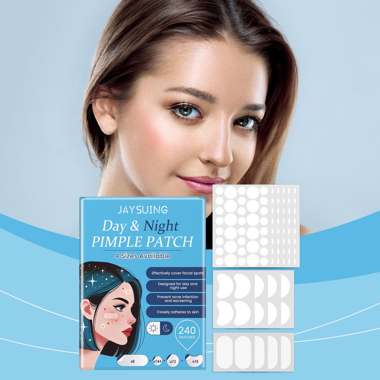 Day And Night Acne Cover Face Acne Patch Comfortably Repair Skin Oil Control Cover Acne Patch - Korvel
