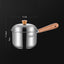 304 stainless steel milk pot, instant noodle pot, household wooden handle dormitory small soup pot, milk heating baby food pot - Korvel