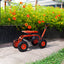 Garden cart rolling scooter, adjustable height with 4 wheels and extendable handle with 360 degree seat and tool tray (red) - Korvel