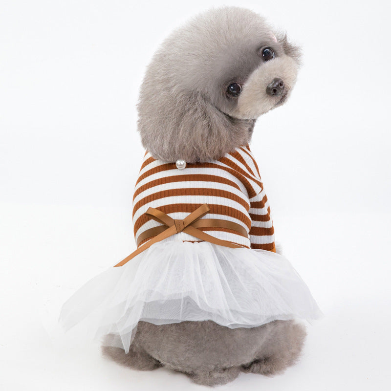 Vestido de Perro Elegante para Primavera/Verano en Tul Rayado