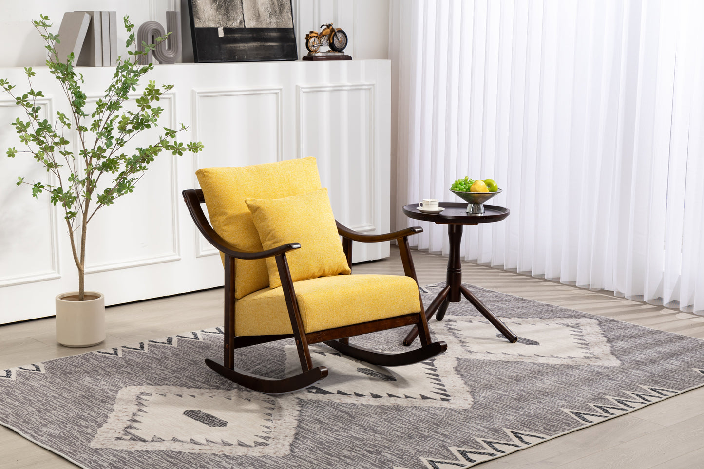 Mid Century Modern Upholstered Glider Arm Chair