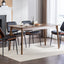 2-piece retro linen chair set with curved wooden backrest, cushioned seat, adjustable metal legs, (Black PU) - Korvel