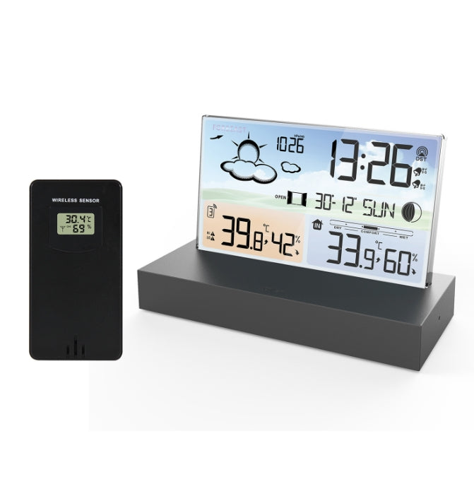Premium Transparent Glass Weather Clock with Color Screen