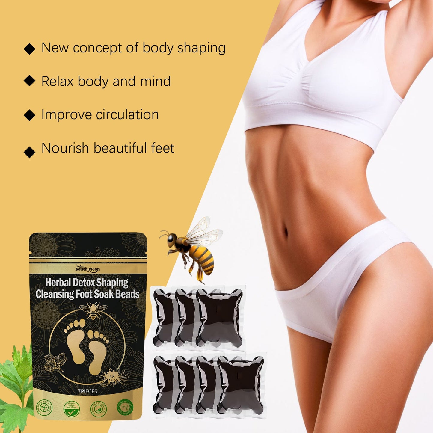 Bee Venom Shaping Foot Foam Bead Firming Body Shaping Clean And Moisturizing Lifting Body Foot Bath Set - Korvel