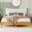 Queen Size Rubber Wooden , Solid Wooden Bed with Teddy Velvet Cushion Upholstered Headboard, Enhanced by Support Feet - Korvel