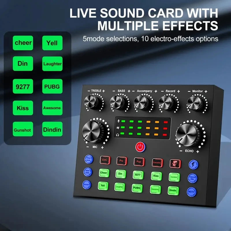 Mixeur audio premium V8S avec changeur de voix pour le streaming