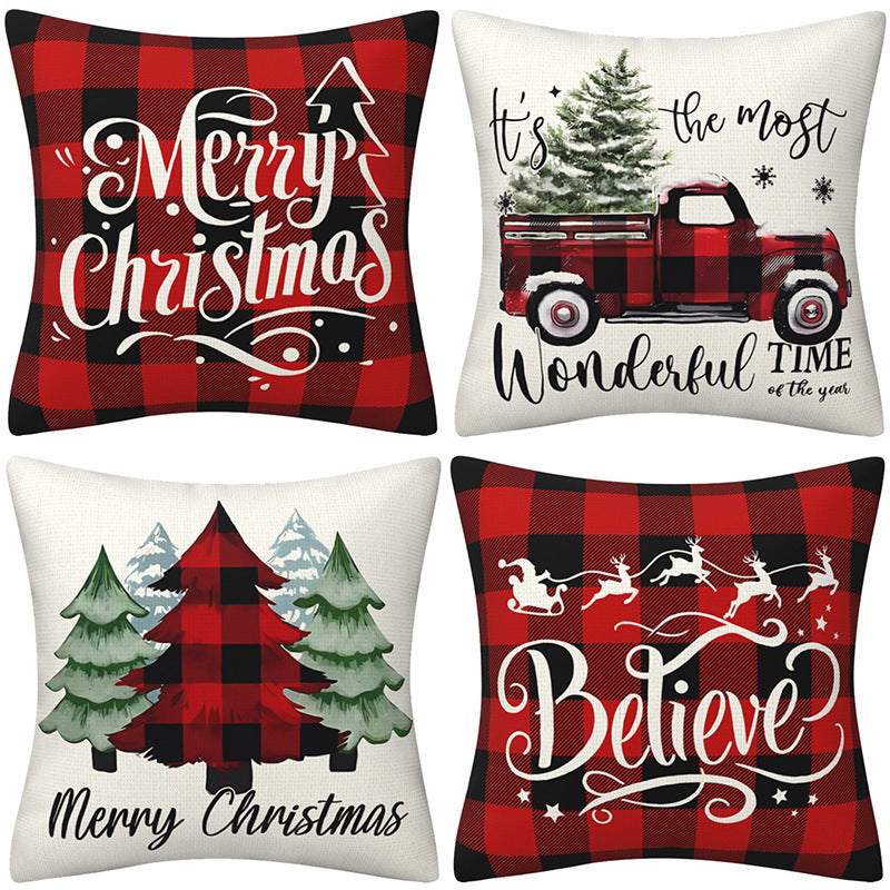 Black and red checkered car letter pillow cover, Amazon home sofa cushion cover, holiday pillow - Korvel