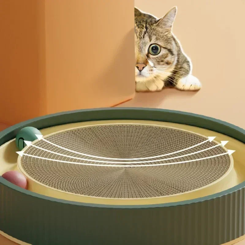Multi Function Round Cat Scratching Board with Ball Toy Cat Scratcher Funny Sharpen Nails Scraper Can Replace Nest for Cats - Korvel
