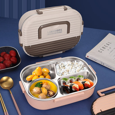 Microwaveable portable 304 stainless steel heat preservation rectangular lunch box fresh lunch box - Korvel