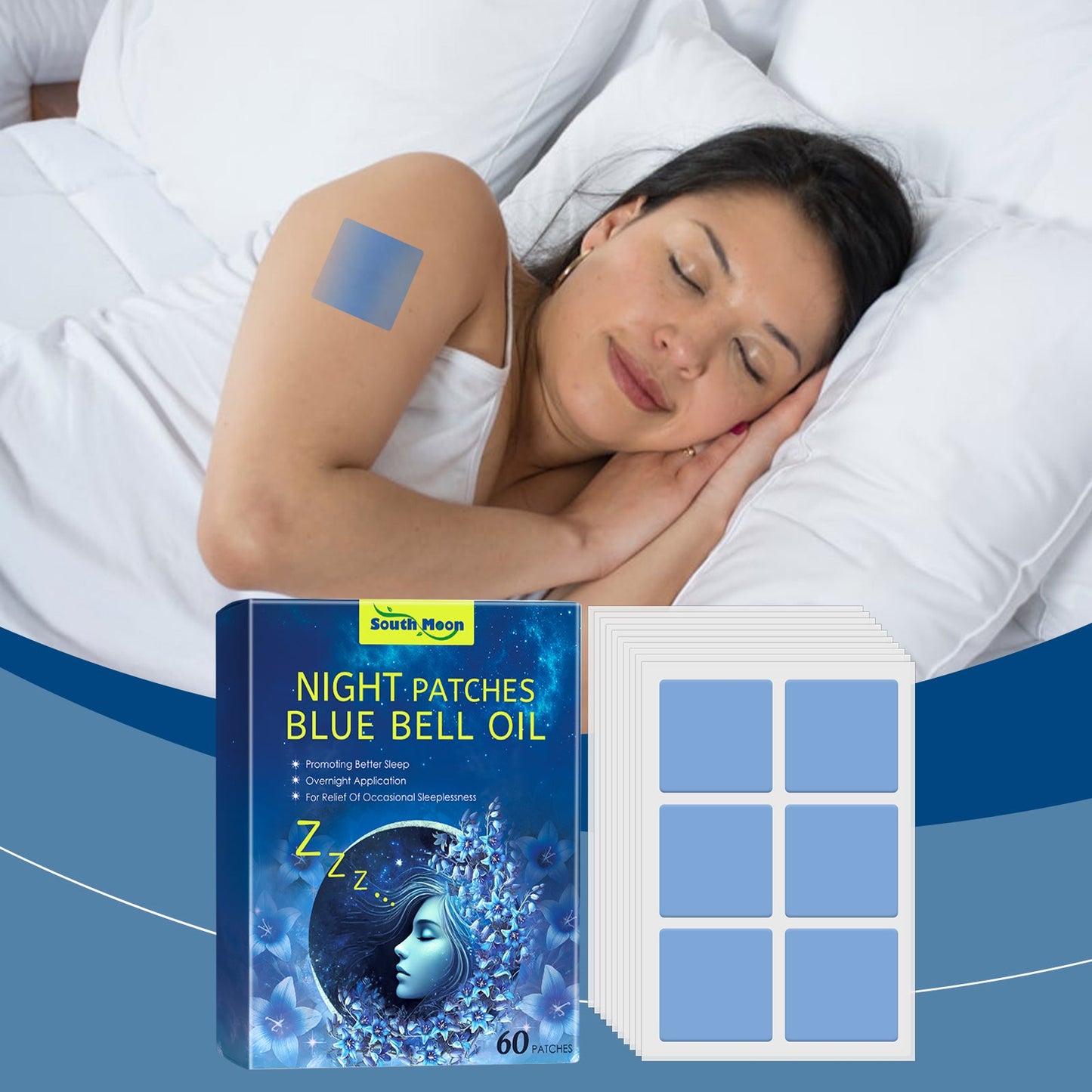 Blue Wind Chime Sleep Care Patch Night Care Sleep Fragrance Household Fragrance Essential Oil Patch - Korvel