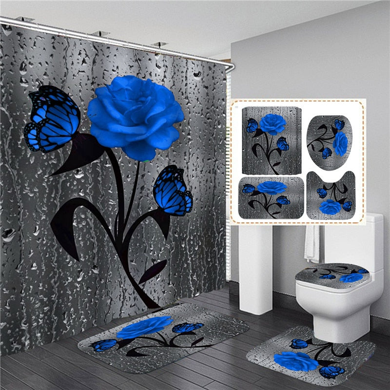 Hot HD Digital Printing Polyester Waterproof Polyester Flower Bathroom Hotel Shower Curtain - Korvel