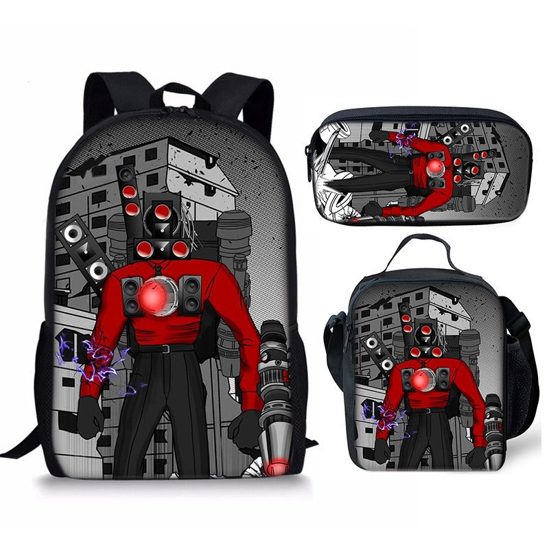 Conjunto de mochila Skibidi Toilet Man de 3 piezas para la escuela