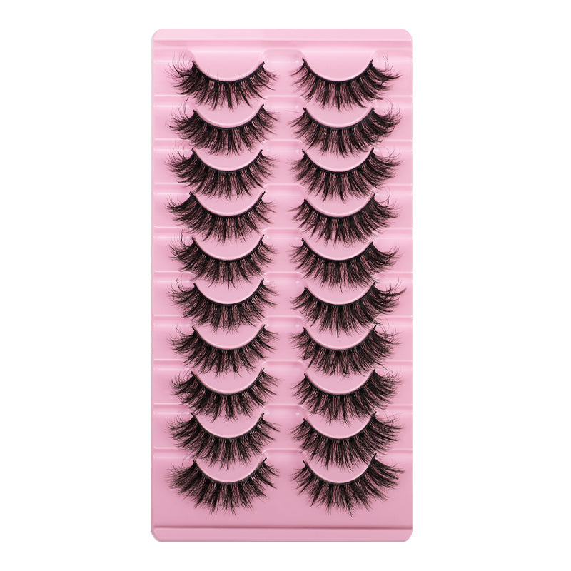 10 Pairs Of Messy Thick Imitation Mink Hair False Eyelashes 3D Stereo Realistic European And American Fried Hair False Eyelashes - Korvel