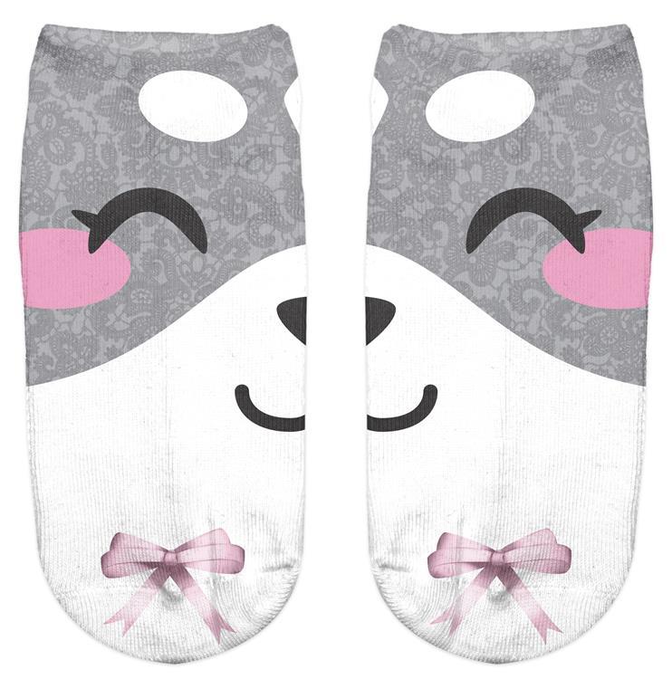 Calcetines invisibles para mujer con estampado de animales en 3D