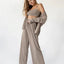 Ribbed Drop Sleeves Women's Sleepwear Set