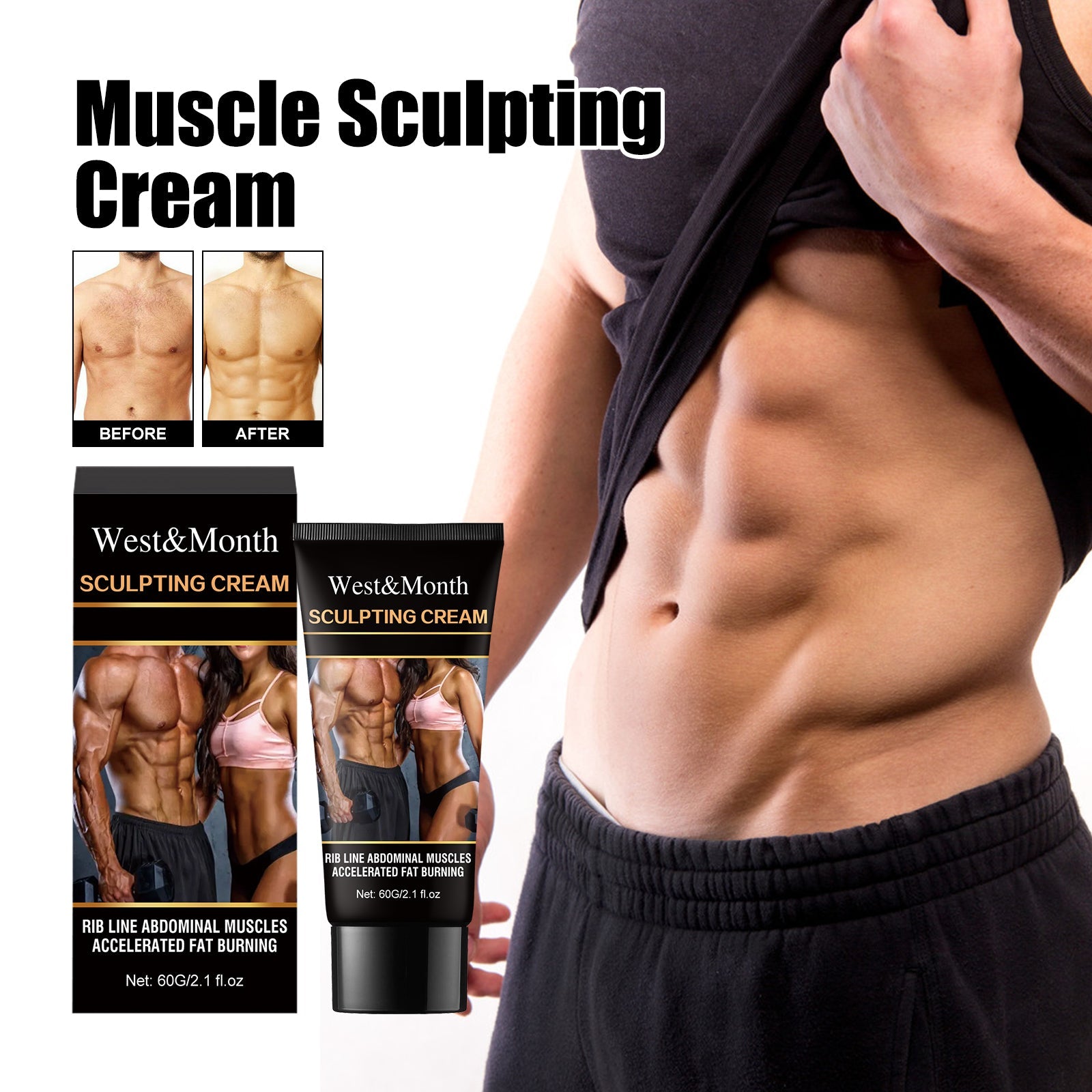 Muscle Sculpting Cream, Massage Firming Abdominal Muscles To Show The Waistline Abs Cream - Korvel