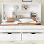 Elegant Queen Size Platform Bed with Storage Headboard, White