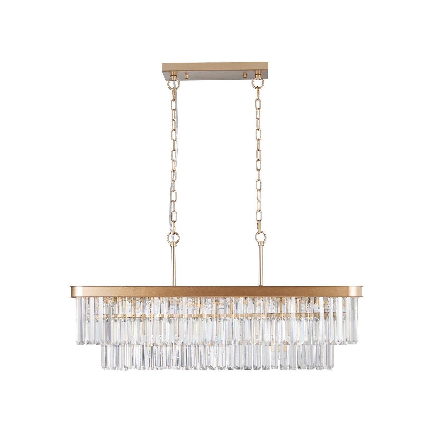 Chandeliers,Rectangular Crystal Chandelier Adjustable,E12 Modern Industrial Crystal Lights (Bulb Not Included) - Korvel